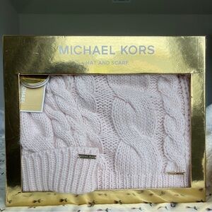 Michael Kors Blush Cable Knit Accessory Set